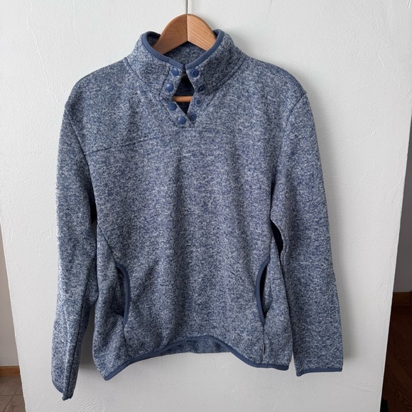 Eddie Bauer womans blue snap neck pullover Size Large - Picture 1 of 6